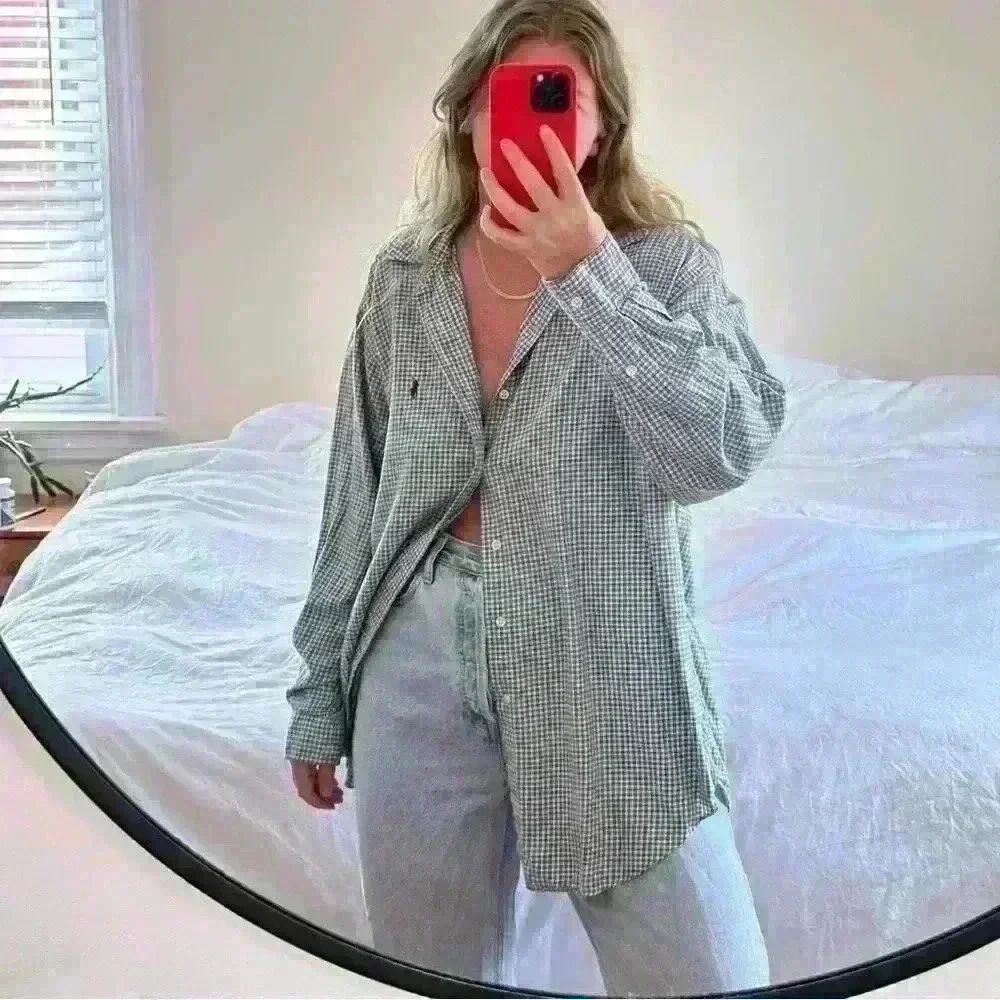 Ralph Lauren Blake Long Sleeve Shirt Purple Blue Plaid sz M (unisex) - Picture 9 of 11